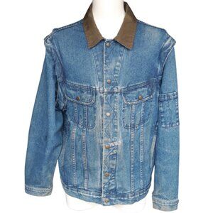 Vintage Dakota SZ L Men's Jean Jacket, Removeable Sleeves, Elbow Patches